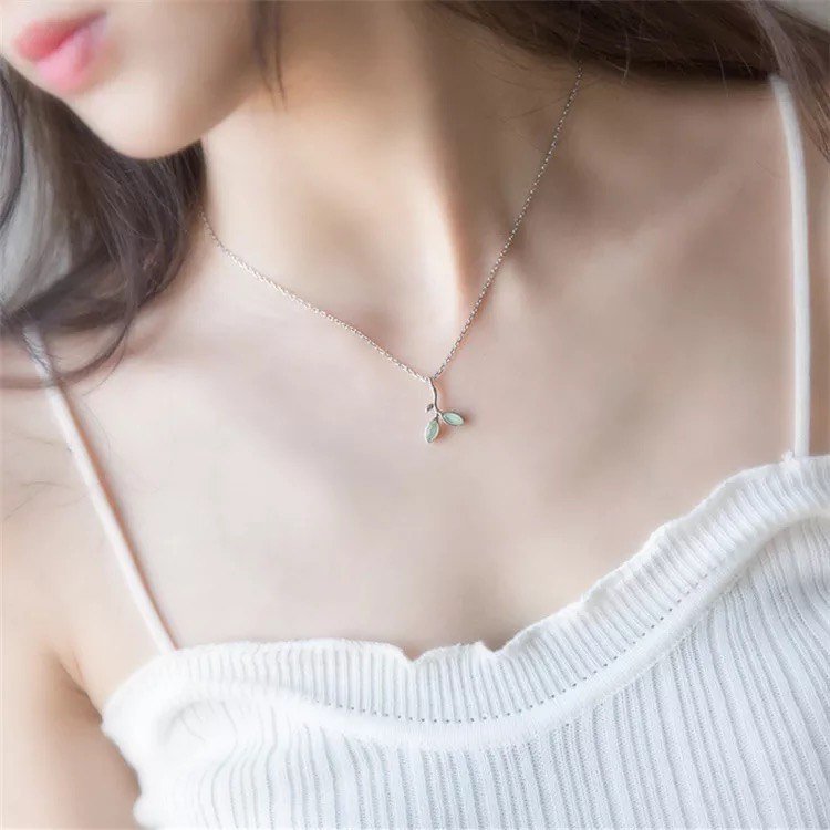 Yaprak Tasarım Vintage Gümüş Kolye