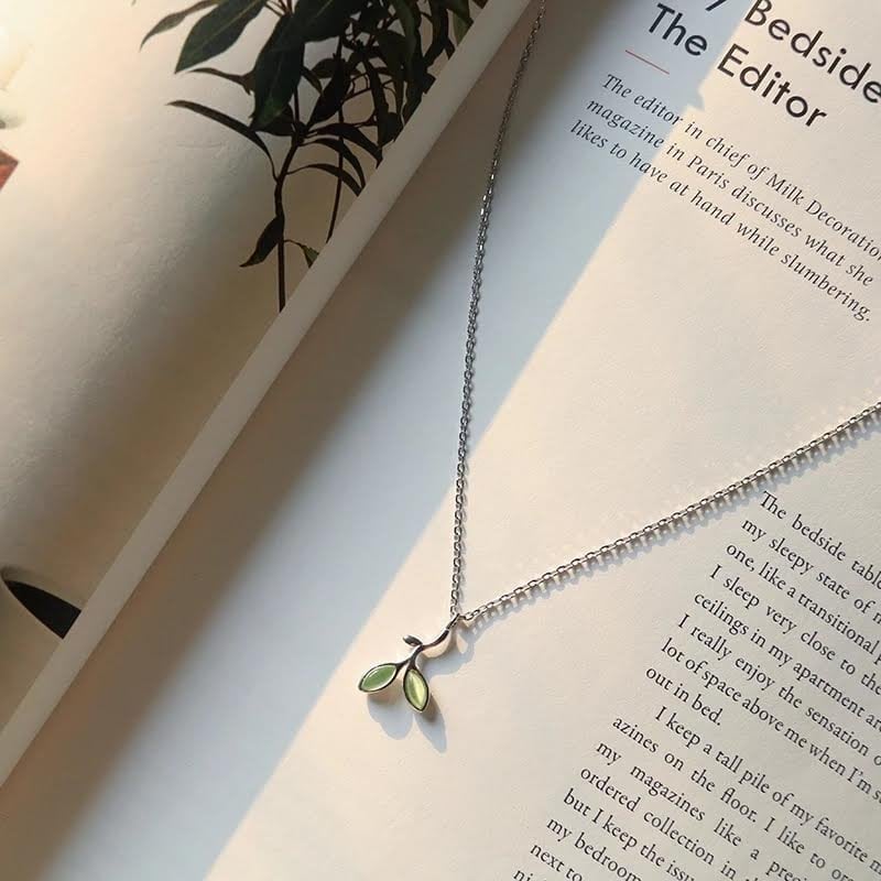 Yaprak Tasarım Vintage Gümüş Kolye