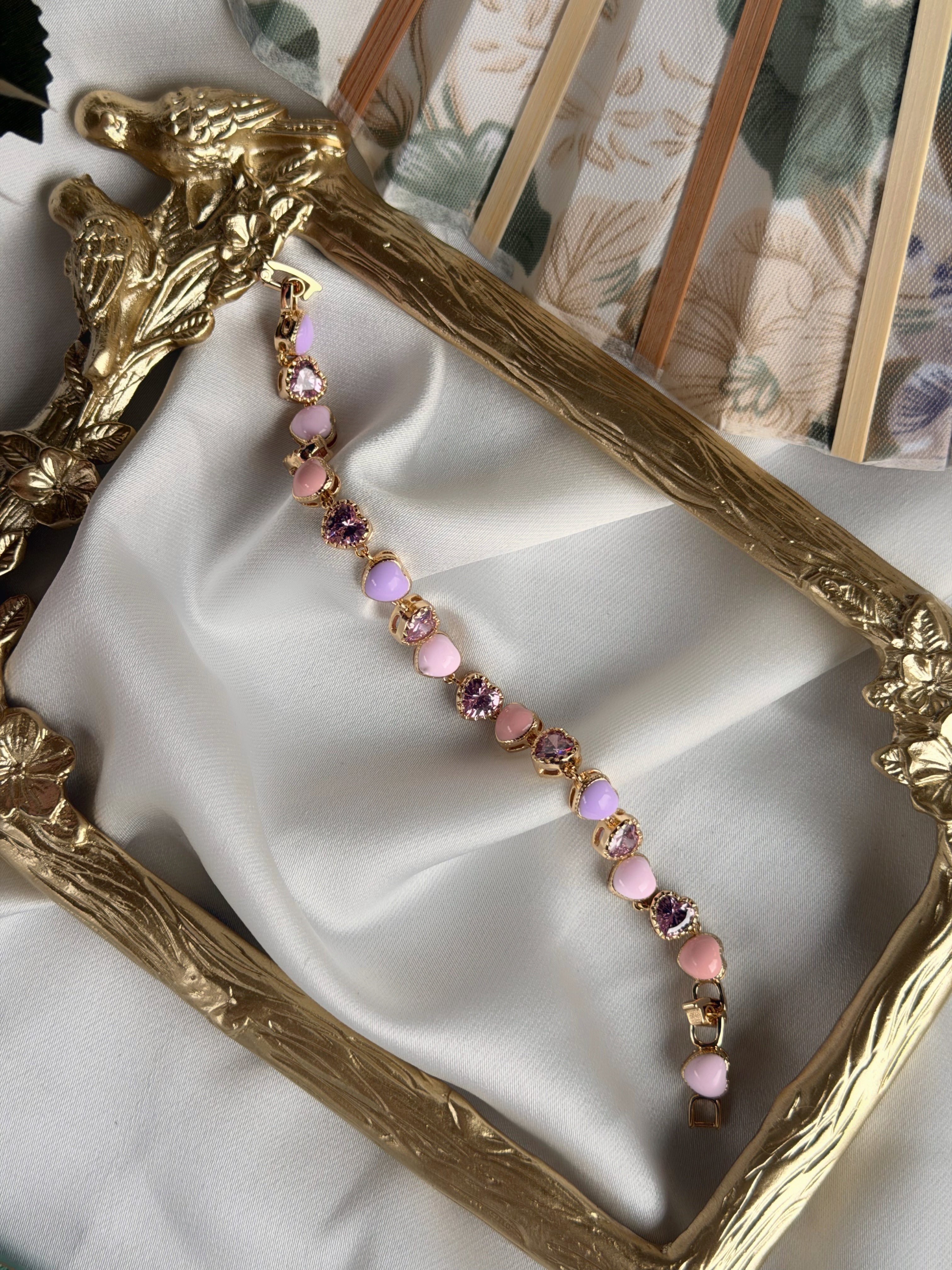 Vintage Renkli Kalp Tasarım Bileklik