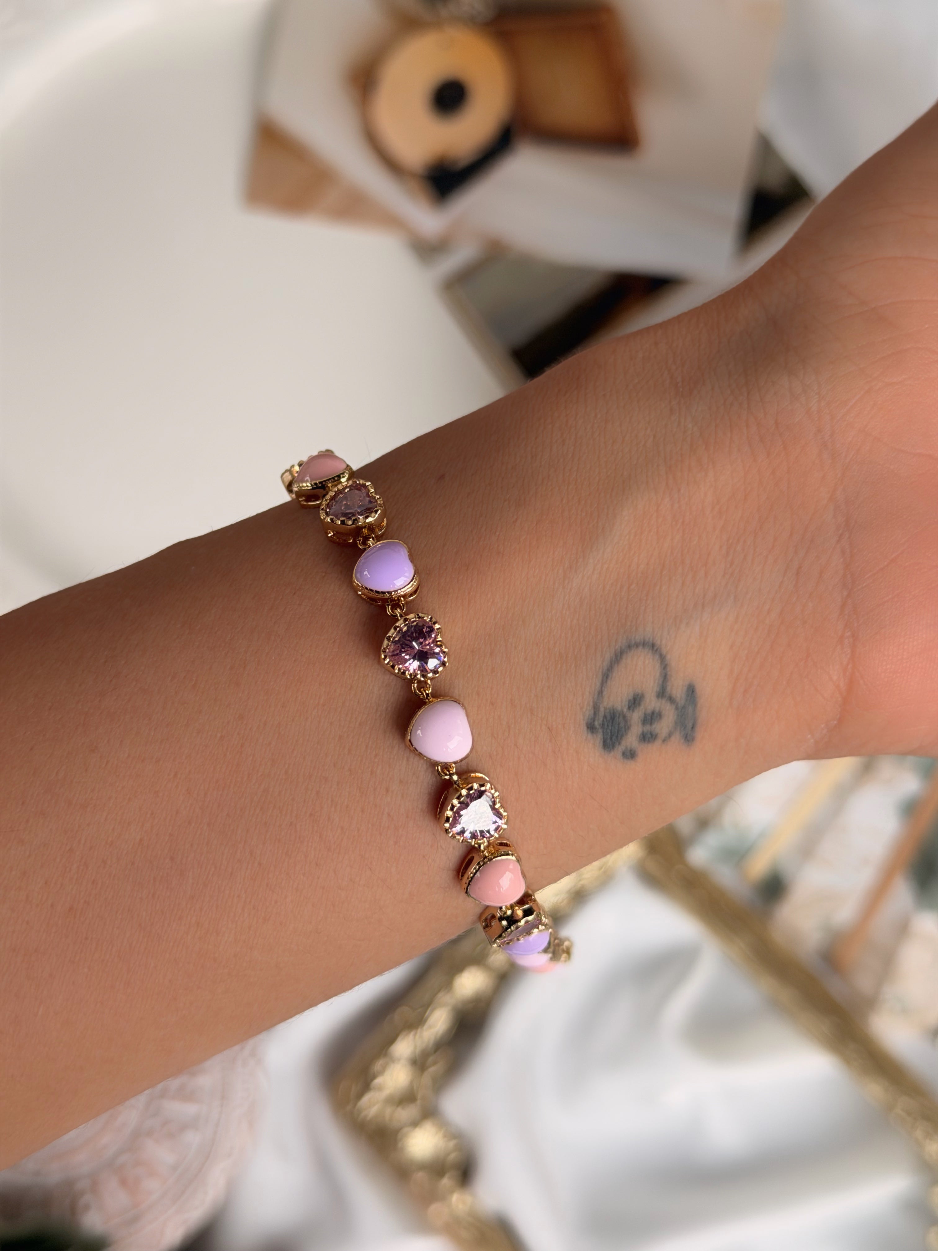 Vintage Renkli Kalp Tasarım Bileklik