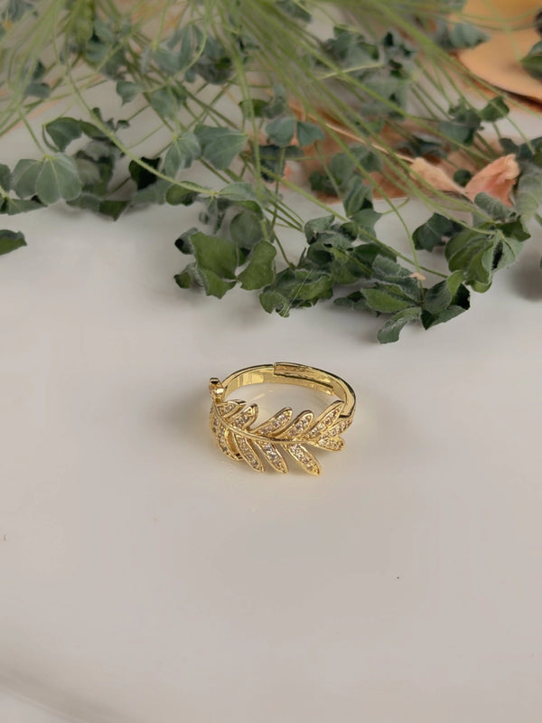 Gold Yaprak Tasarım Vintage Yüzük Vintage Aksesuar