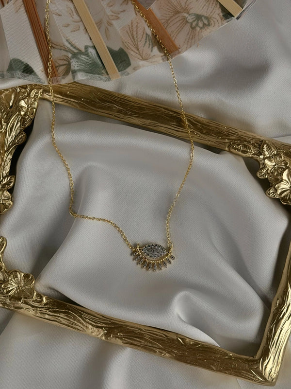 Zirkon Taşlı Tasarım Göz Kolye Vintage Aksesuar