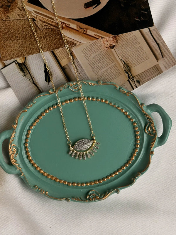 Zirkon Taşlı Tasarım Göz Kolye Vintage Aksesuar