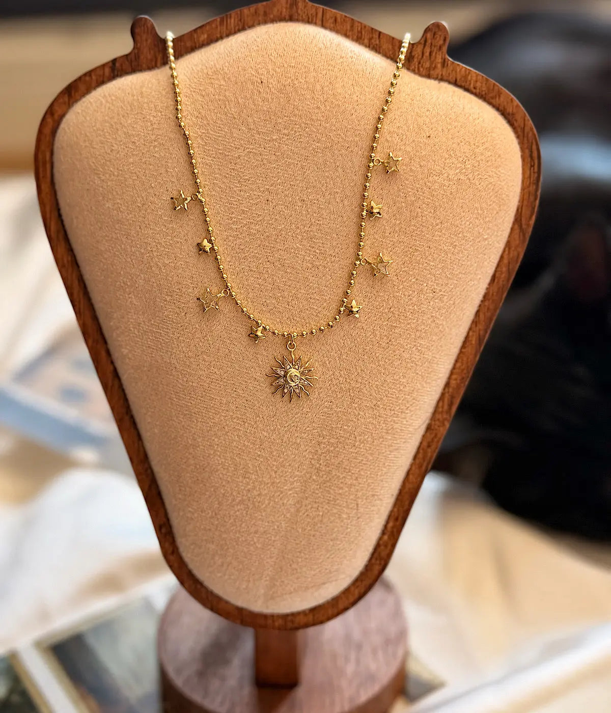 Vintage Işıltılı Güneş ve Yıldız Charm Kolye Vintage Aksesuar
