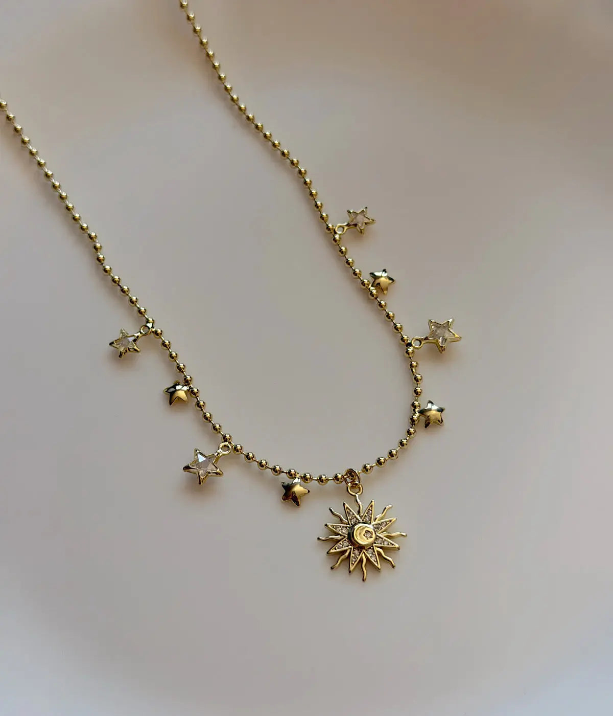 Vintage Işıltılı Güneş ve Yıldız Charm Kolye Vintage Aksesuar
