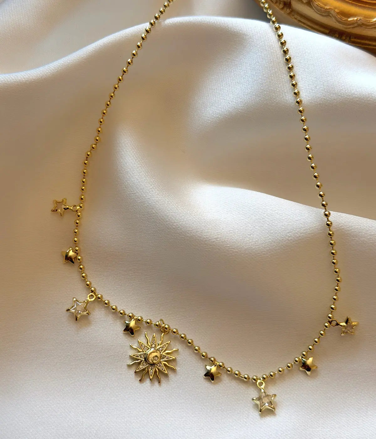 Vintage Işıltılı Güneş ve Yıldız Charm Kolye Vintage Aksesuar