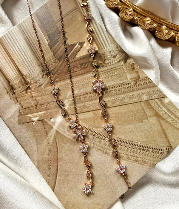Vintage Lİla Çiçek Tasarımlı Çelik Set Vintage Aksesuar