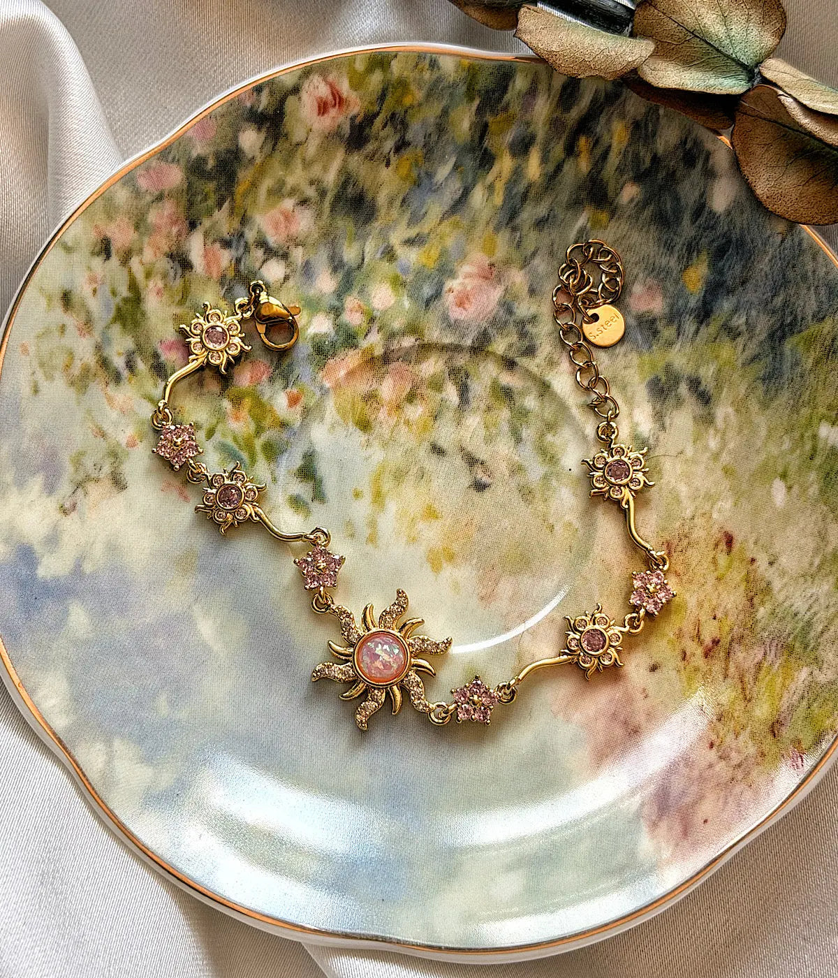 Vintage Pembe Opal Taşlı Güneş Bileklik Vintage Aksesuar