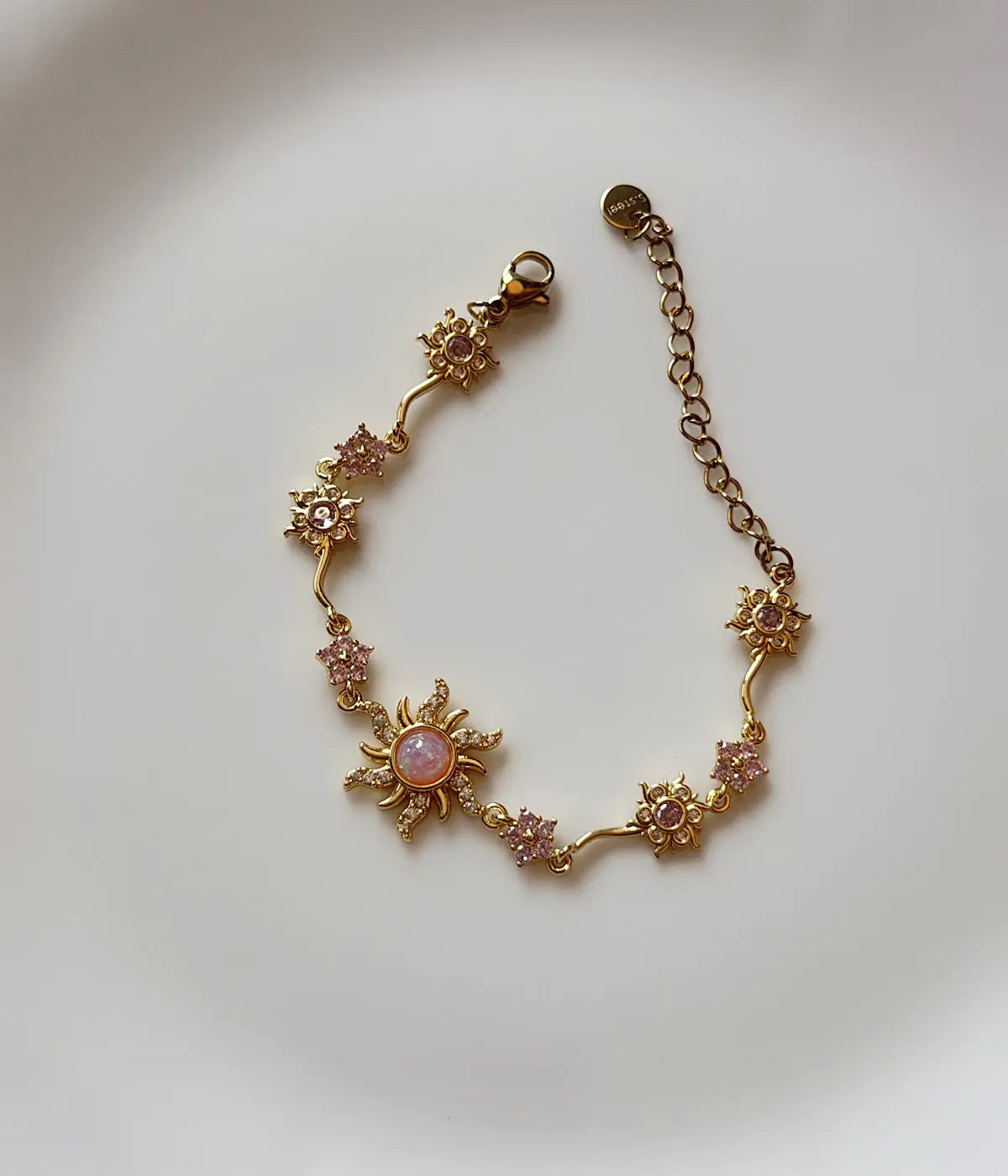 Vintage Pembe Opal Taşlı Güneş Bileklik Vintage Aksesuar