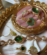 Vintage Zümrüt Yeşili Gold Takı Kombini Vintage Aksesuar