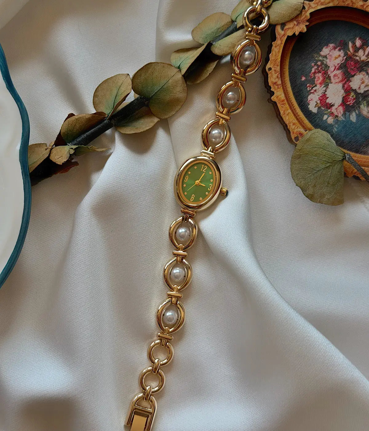 Vintage İnci Detaylı Kadın Saati Vintage Aksesuar