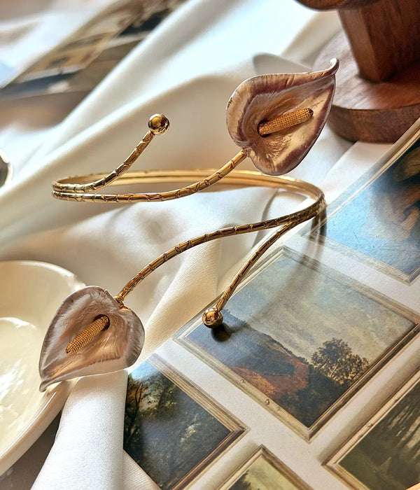 Vintage Kala Çiçeği Gold Pazu Bilekliği Vintage Aksesuar