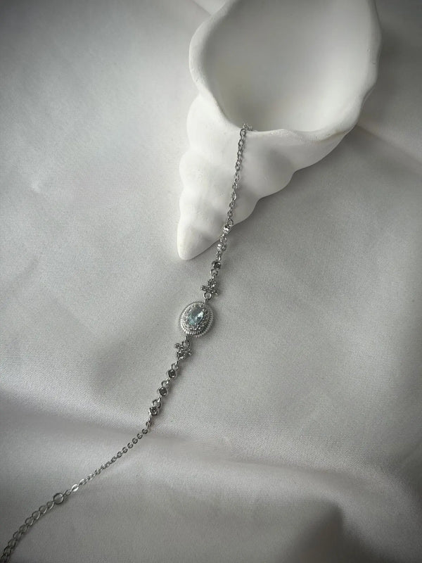 Aqua Dream Oval Mavi Taşlı Vintage Gümüş Bileklik Vintage Aksesuar