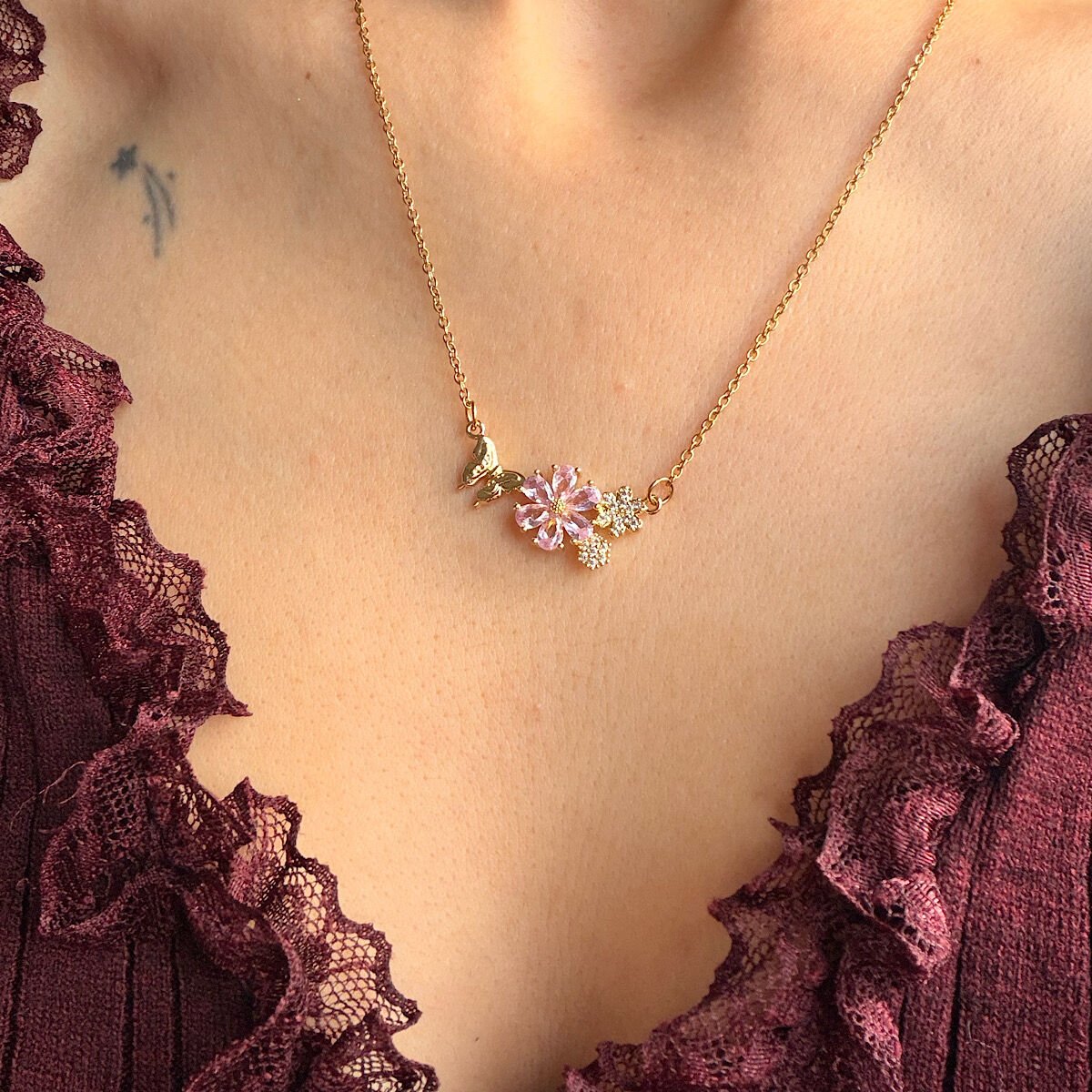 Bahar Kelebeği Tasarım Çelik Kolye