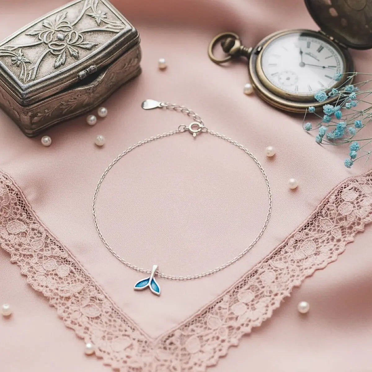 Blue Tail Gümüş Bileklik Vintage Aksesuar