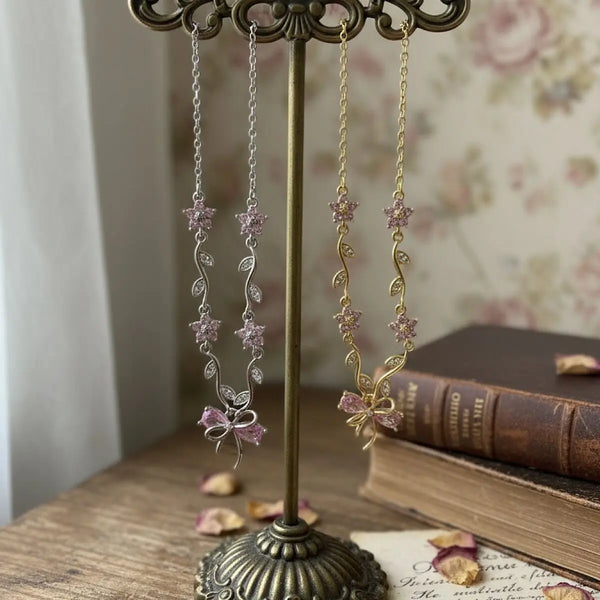 Çiçek Detaylı Kurdele Vintage Kolyeler Vintage Aksesuar