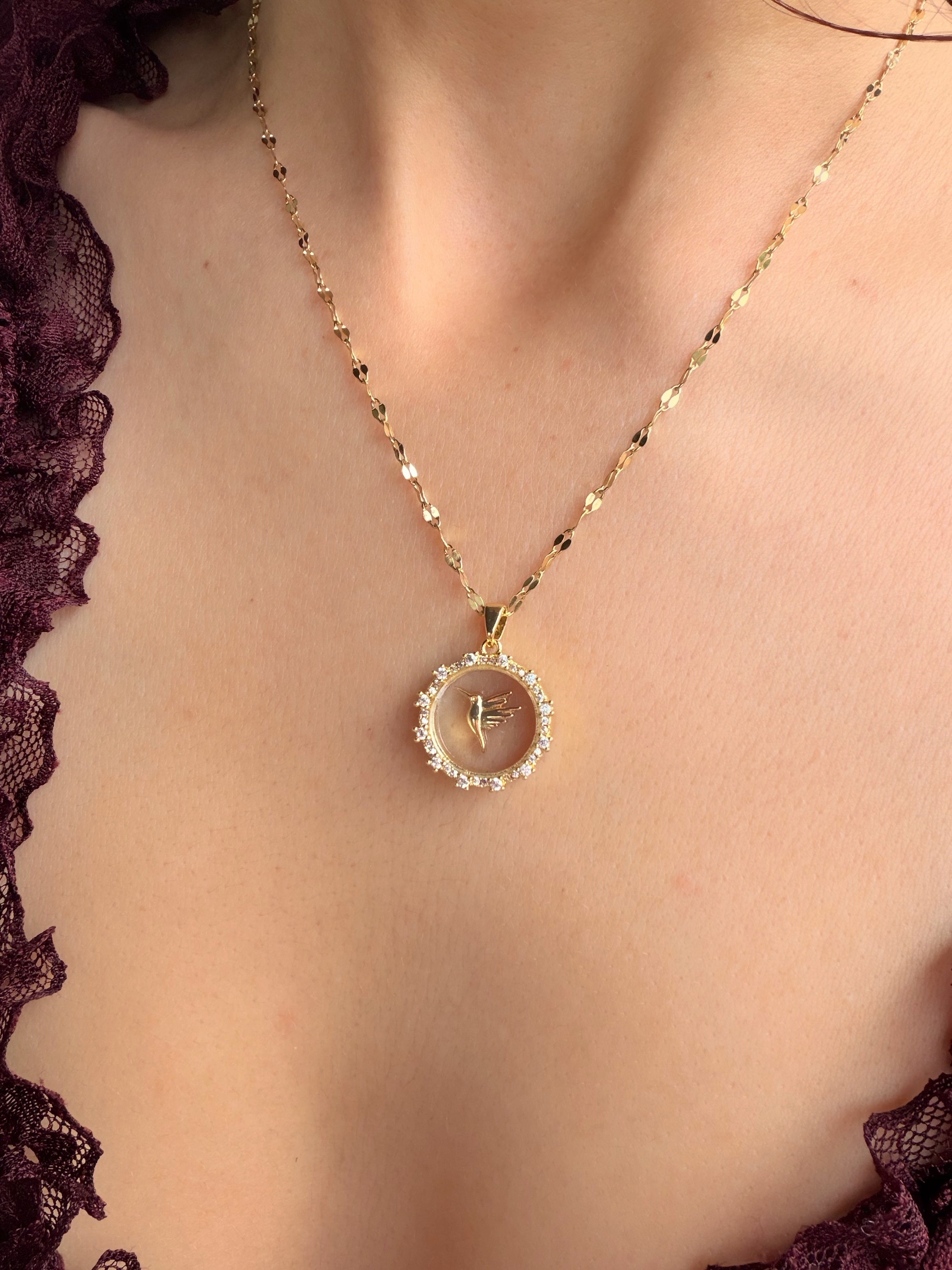 Kuş Figürlü Vintage Çelik Kolye