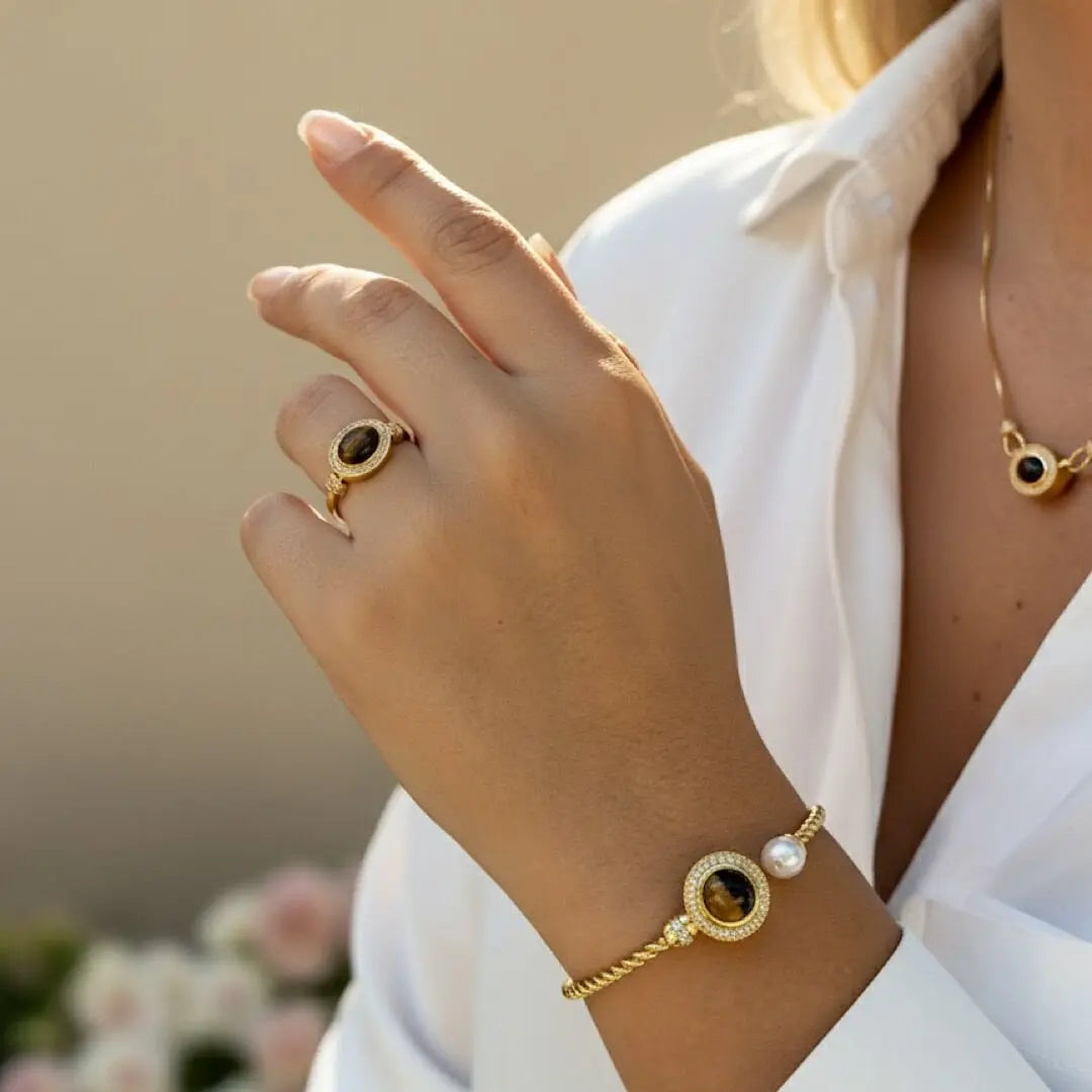 Vintage Stone and Pearl Set Vintage Aksesuar