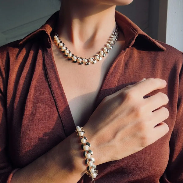 İnci Tasarım Yaprak Model Vintage Kolye Vintage Aksesuar