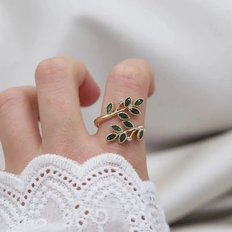 Yeşil Yaprak Vintage Yüzük