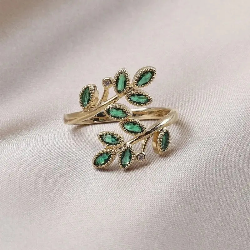 Yeşil Yaprak Vintage Yüzük