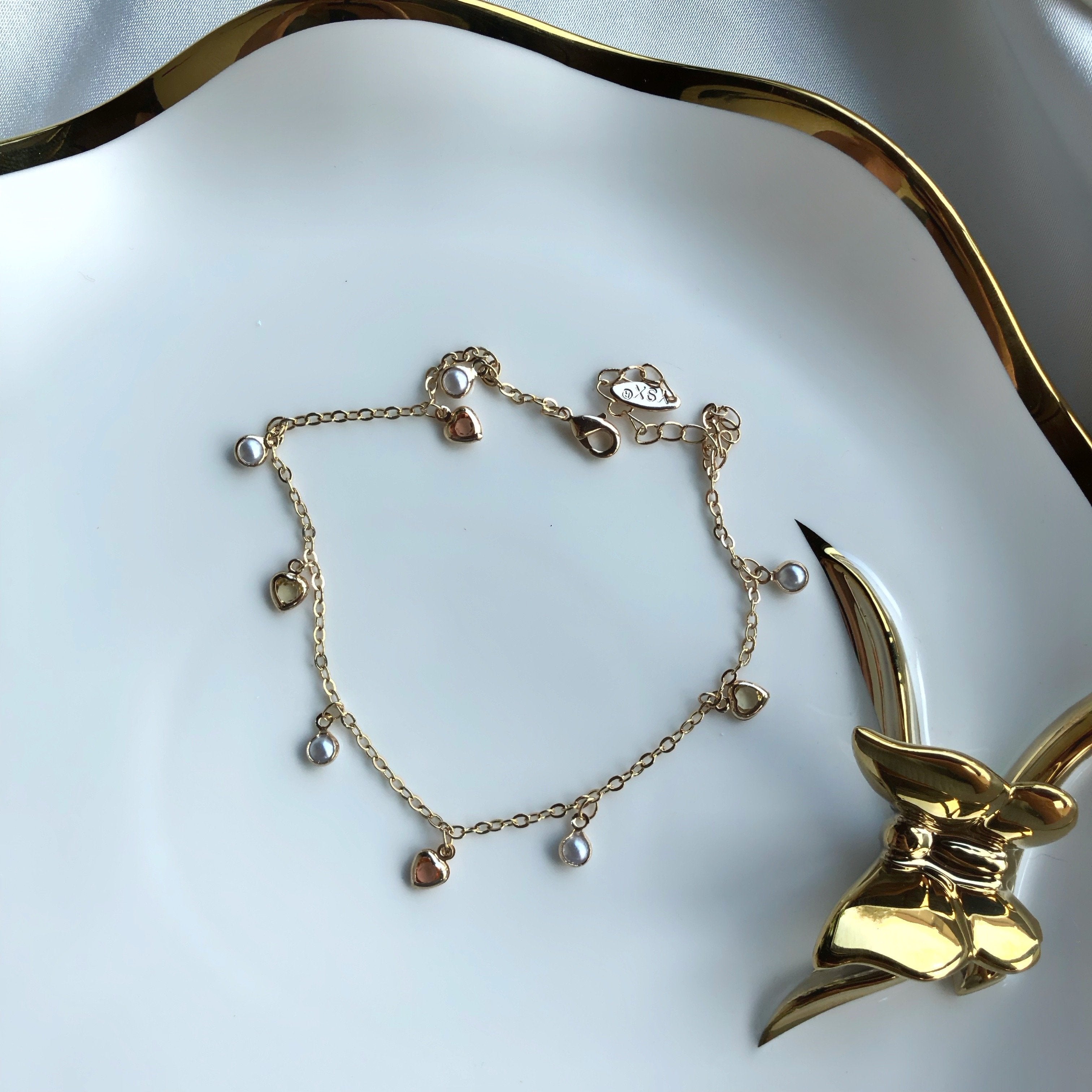 Kalp ve İnci Tasarım Halhal