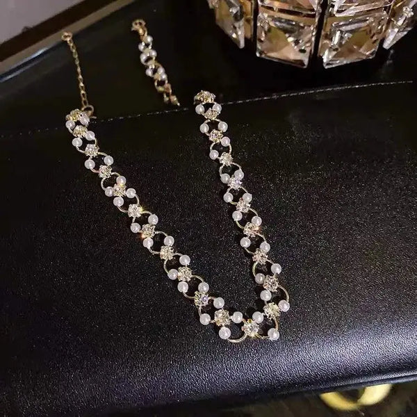 İnci Detaylı Halka Kolye Vintage Aksesuar
