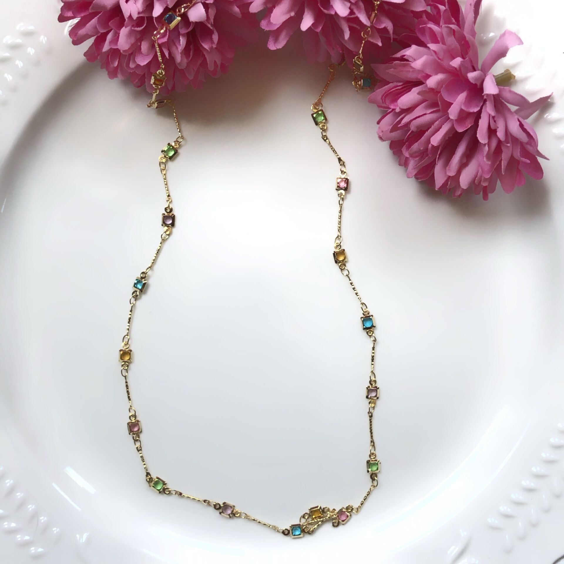 Renkli Taş Tasarım Çelik Bel Zinciri