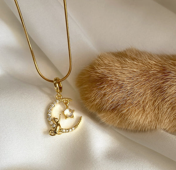 Kedi Tasarım Çelik Kolye