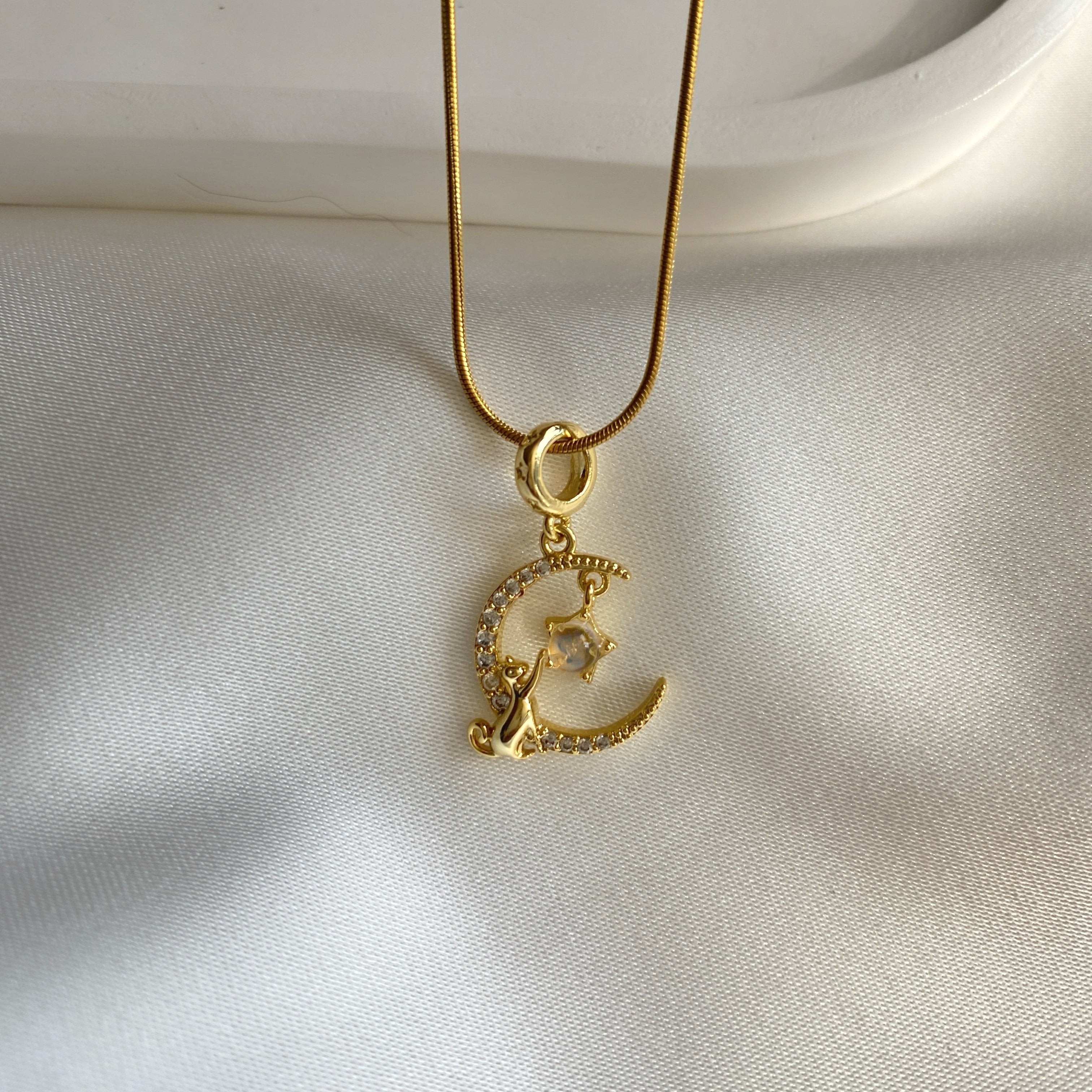 Kedi Tasarım Çelik Kolye