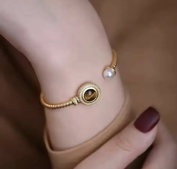 Vintage Stone and Pearl Halka Bileklik Vintage Aksesuar
