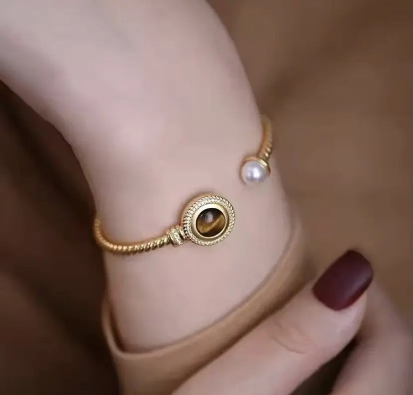 Vintage Stone and Pearl Halka Bileklik Vintage Aksesuar