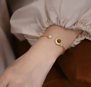 Vintage Stone and Pearl Halka Bileklik Vintage Aksesuar