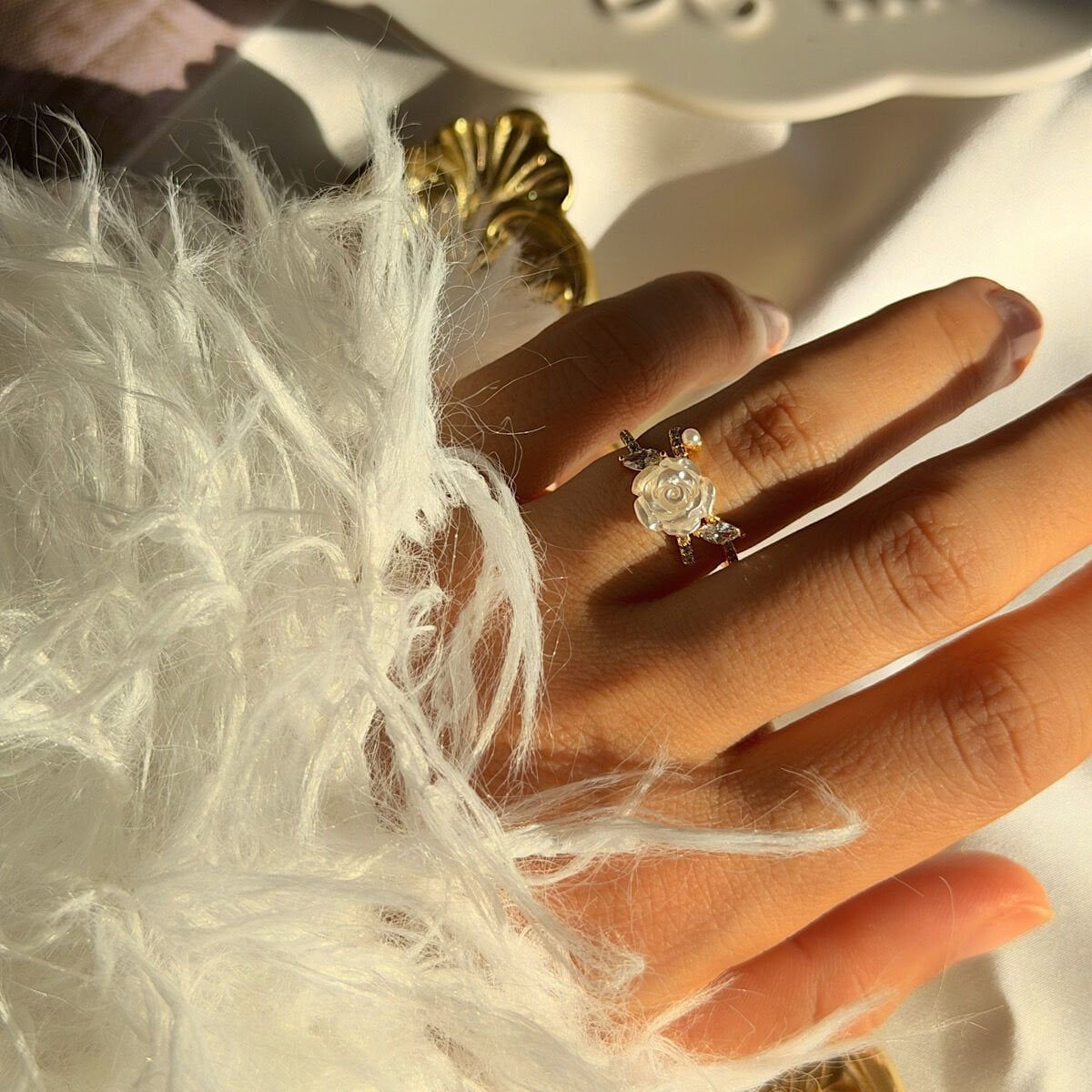 İnci Detay Vintage Gül Yüzük