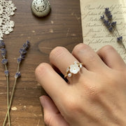 İnci Detaylı Beyaz Çiçek Vintage Yüzük Vintage Aksesuar