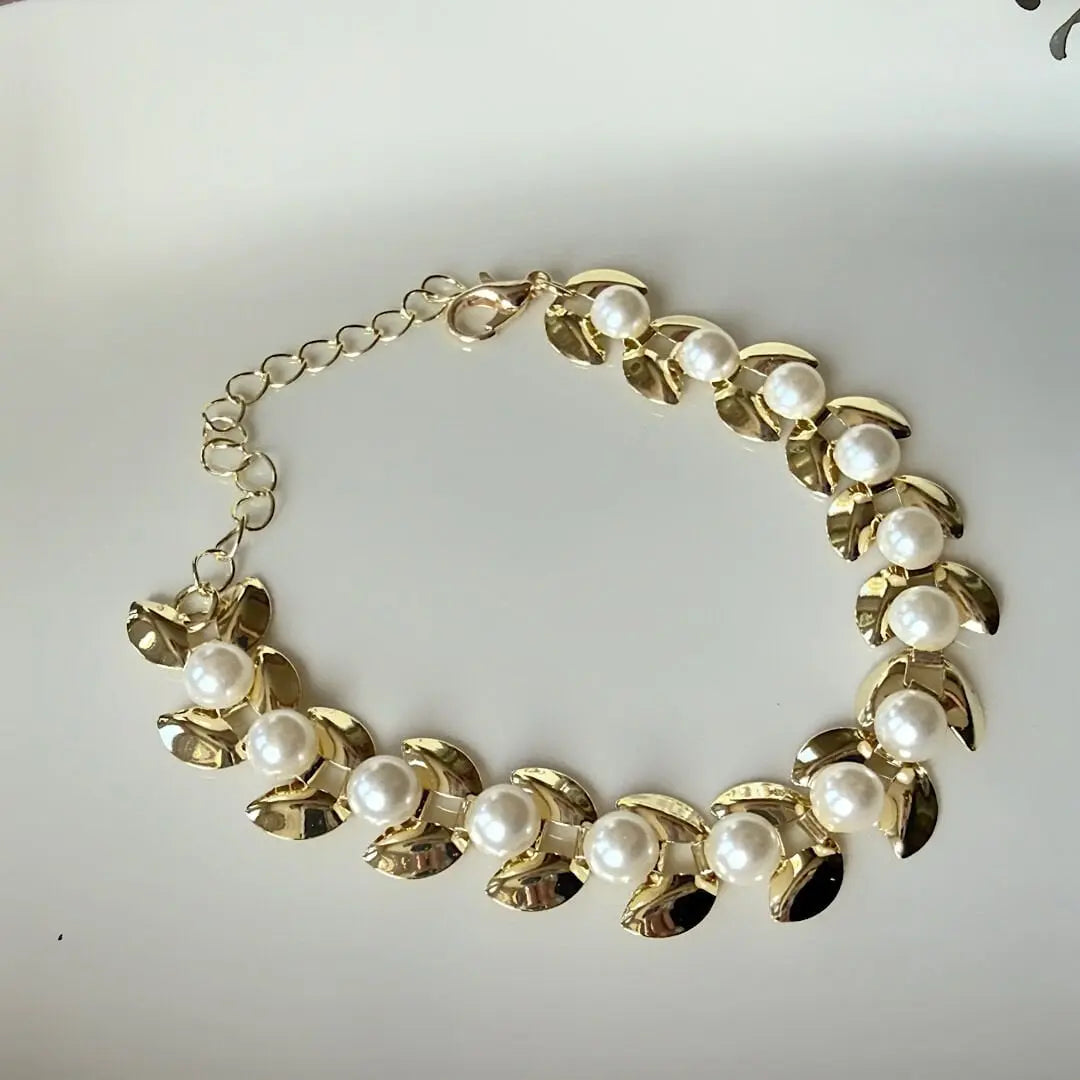 İnci Tasarım Yaprak Model Vintage Bileklik