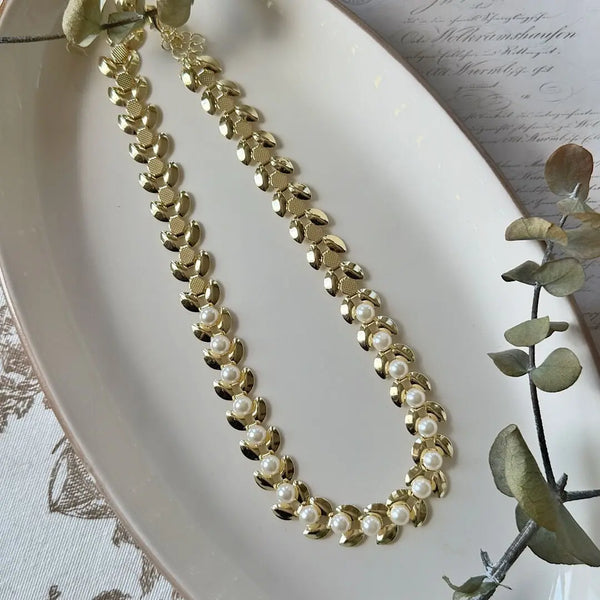 İnci Tasarım Yaprak Model Vintage Kolye Vintage Aksesuar