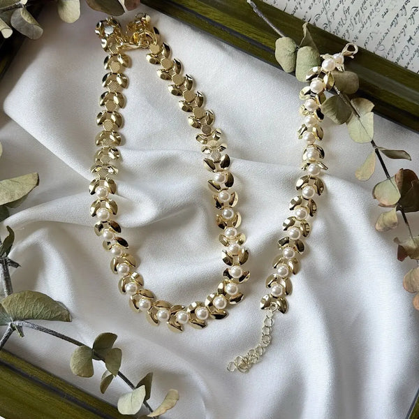 İnci Tasarım Yaprak Model Vintage Kolye Vintage Aksesuar