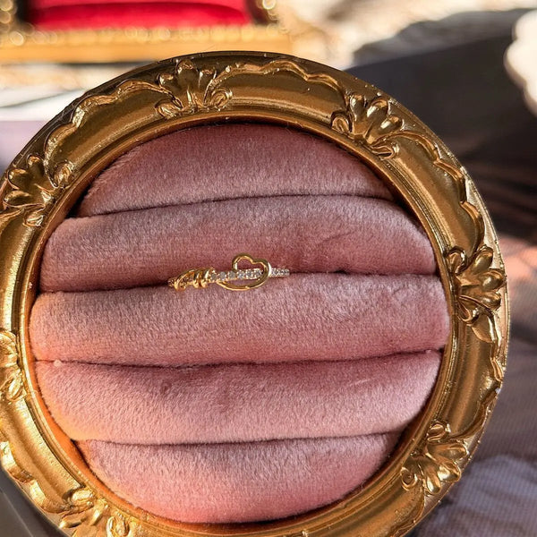 Kristal Taşlı Kalp Tasarım Yüzük Vintage Aksesuar