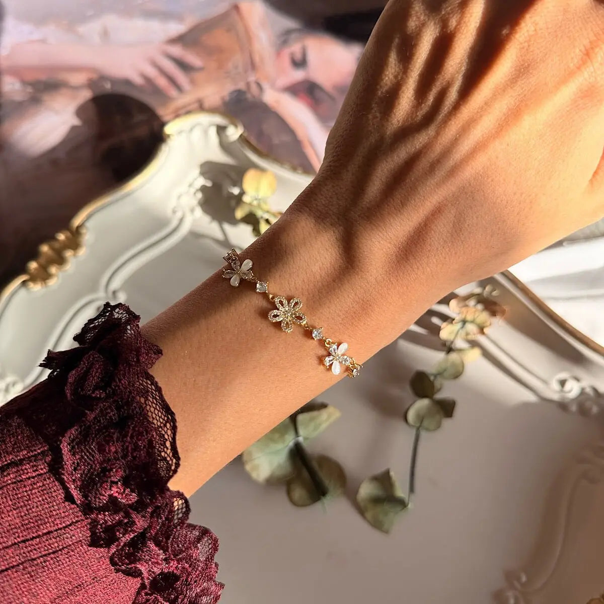 Masal Çiçeği Tasarım Asansör Bileklik Vintage Aksesuar