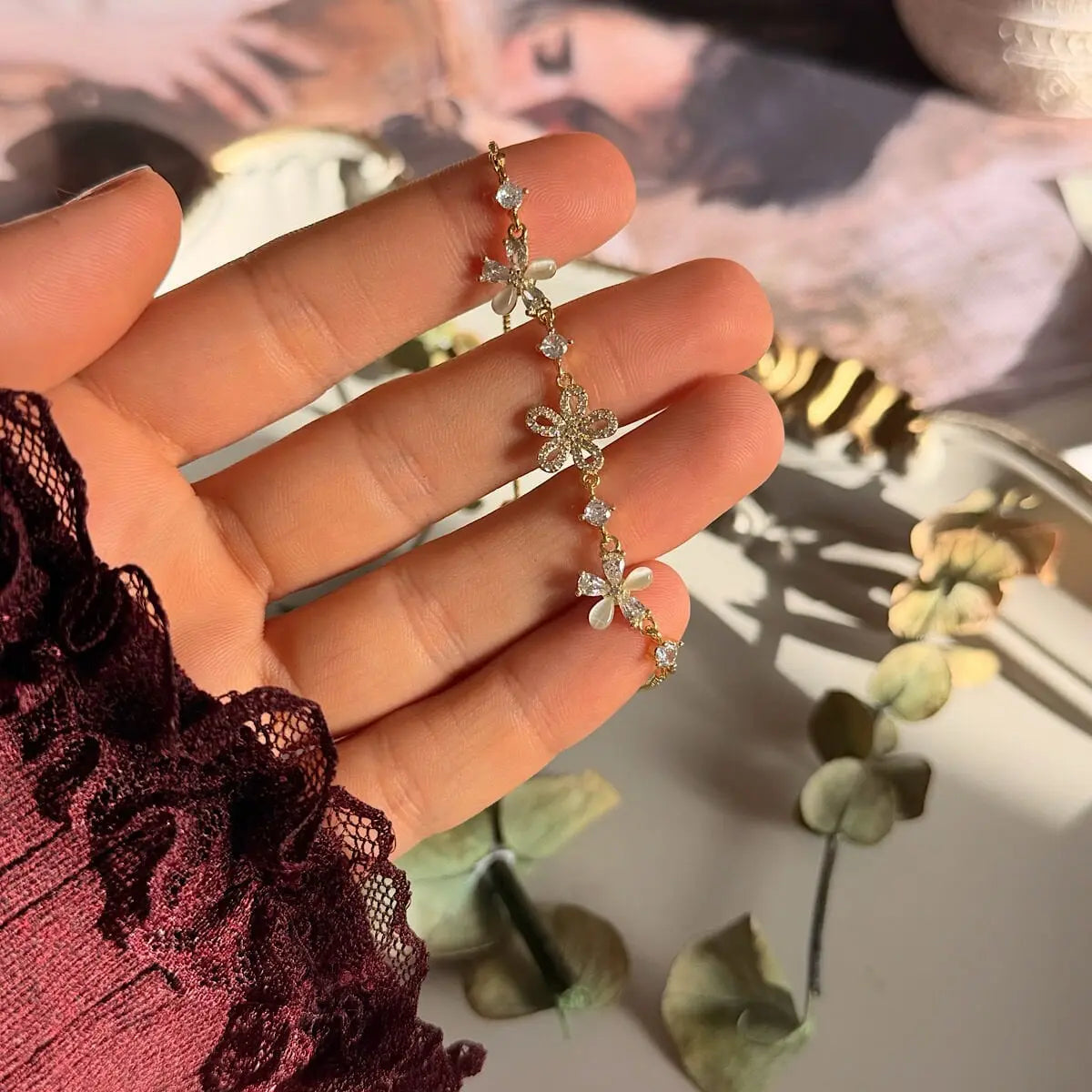 Masal Çiçeği Tasarım Asansör Bileklik Vintage Aksesuar