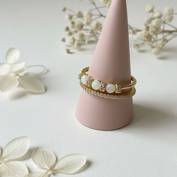 Opal Taşlı Çift Katmanlı Vintage Yüzük Vintage Aksesuar