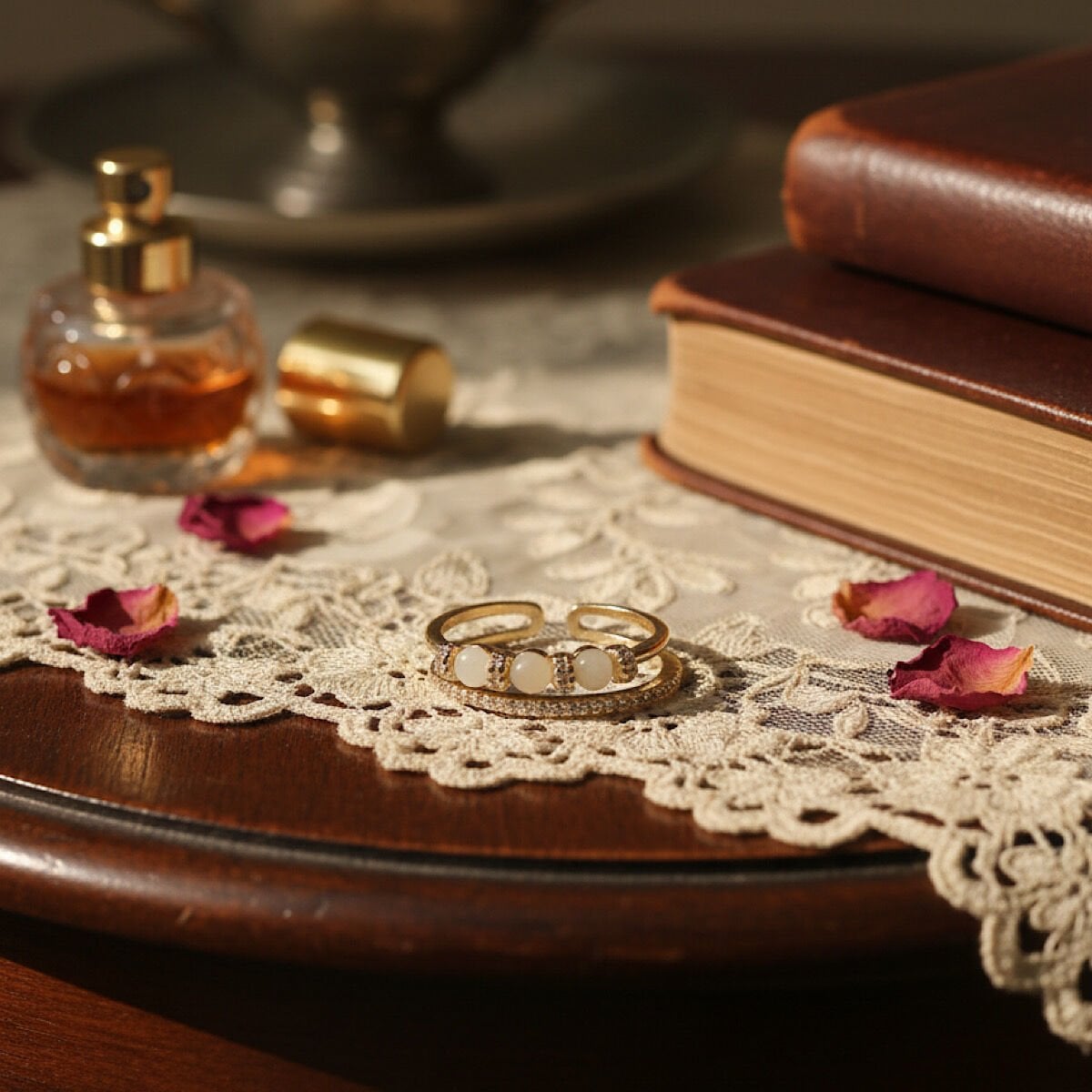 Opal Taşlı Çift Katmanlı Vintage Yüzük