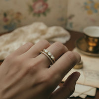 Opal Taşlı Çift Katmanlı Vintage Yüzük