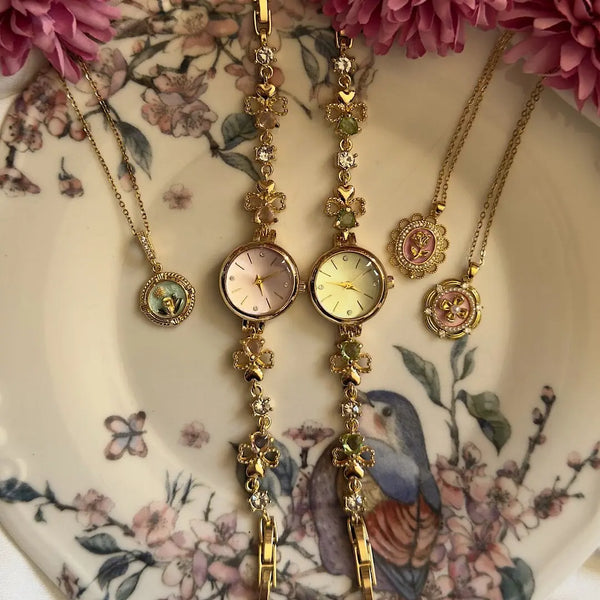 Pastel Takı ve Saat Set Vintage Aksesuar