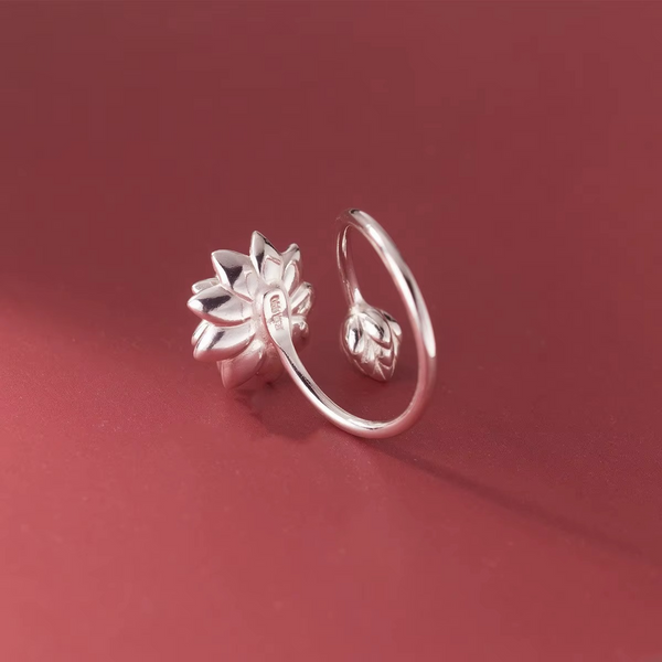 Lotus Çiçeği Tasarım Gümüş Yüzük