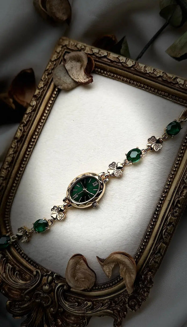 Vintage Renkli Çiçek Oval Tasarım Saat Vintage Aksesuar