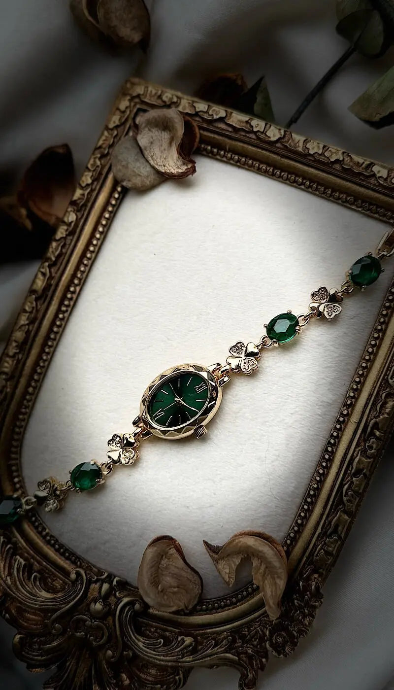 Vintage Renkli Çiçek Oval Tasarım Saat Vintage Aksesuar