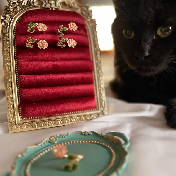 Yeşil Yapraklı Vintage Gül Yüzük Vintage Aksesuar
