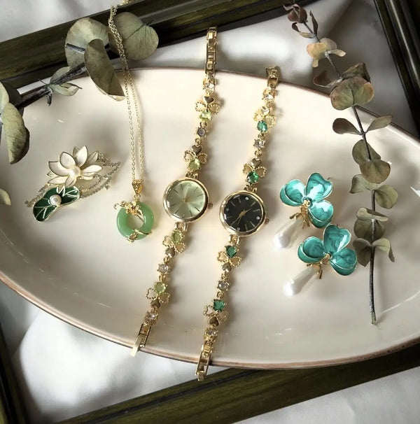 Yeşilin Tonları Set Vintage Aksesuar